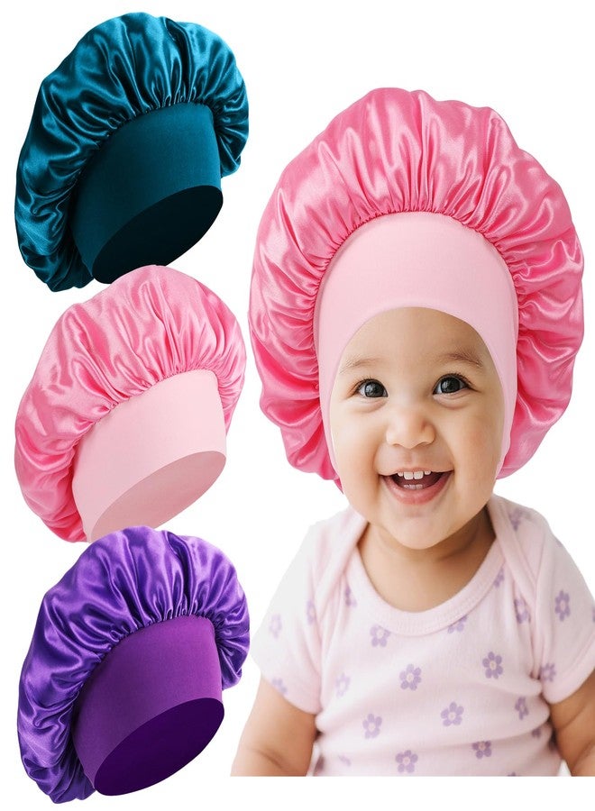 Himoswis 3 Pcs Baby Bonnets Infant Hair Sleep Cap for Sleeping for Girls,Boys (Pink+Purple+Teal) - Image 1